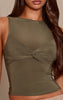 Dark Olive Slinky Twist Bust Detail Top