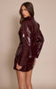 Dark Wine Croc Faux Leather Blazer