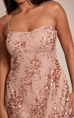 Shape Nude Tonal Sequin Dropped Hem Maxi Dress