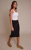 Black Basic Soft Cotton Midi Skirt