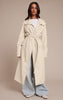 Petite Cream Tie Waist Maxi Trench Coat