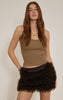 Dark Chocolate Mongolian Fur Mini Skirt