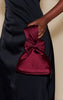 Burgundy Satin Bow Detail Clutch Bag