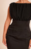 Shape Black Boat Neck Ruched Front Mini Dress