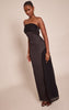 Black Woven Pleated Detail Maxi Dress