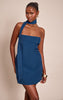Blue Woven Scarf Detail Bandeau Shift Dress