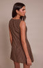 Brown Striped Boat Neck Shift Dress