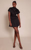 Black Satin Cap Sleeve Mini Dress