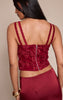Burgundy Floral Textured Boned Corset