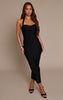 Black Bandage Straight Neck Bodycon Maxi Dress