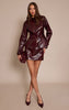 Dark Wine Croc Faux Leather Mini Skirt