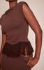 Chocolate Sleeveless Loop Knit Top