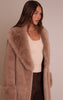 Mushroom Faux Fur Self Tie Oversized Coat