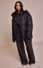 Petite Black Oversized Hooded Puffer Jacket