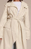 Petite Cream Tie Waist Maxi Trench Coat