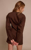 Deep Chocolate Woven Balloon Sleeve Blazer Dress