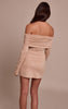 Cream Faux Suede Bardot Long Sleeve Bodycon Dress
