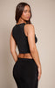 Black Double Layer Slinky Cut Out Detail Long Top