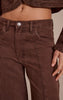 Chocolate Seam Detail Mid Rise Barrel Jeans