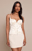 Cream Floral Embossed Hook and Eye Corset