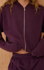 Plum Cotton Fleece Bomber Jacket