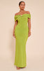 Shape Olive Fold Over Bardot Gold Trim Maxi Dress