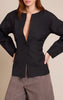 Black Cocoon Sleeve Cinch Waist Blazer