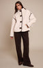 Cream Borg Faux Leather Contrast Coat