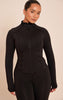 Shape Black Sculpt Seam Detail Long Sleeve Zip Front Jacket