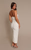 Cream Bandage Straight Neck Bodycon Maxi Dress