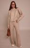 Taupe Wide Leg Knitted Pants