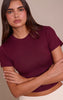 Wine Soft Rib Crew Neck Short Sleeve Top