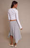 Grey Marl Jersey Hanky Hem Midi Skirt