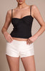 White Textured Satin Hot Pants