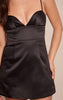 Black Satin Cut Out V Bust Mini Shift Dress