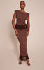Chocolate Maxi Loop Knit Maxi Skirt
