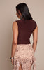 Dark Chocolate Double Layer Slinky Drape Detail Long Top