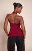 Burgundy Halter Neck Trim Detail Top