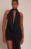 Black Woven Wrap Halterneck Mini Dress