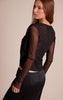 Black Mesh Cowl Long Sleeve Top