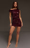Plum Sequin Asymmetric Mini Dress