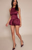 Plum Satin Halterneck Puff Ball Romper