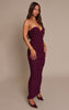 Plum Mesh Ruched Bandeau Maxi Dress
