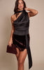Black Satin Drape Top