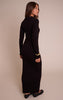 Black Ribbed Button Down Collar Detail Long Sleeve Maxi Dress