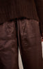 Dark Chocolate Crinkle Satin Slouchy Drawstring Pants