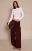 Chocolate Lightweight Chiffon Balloon Pants