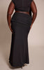 Plus Premium Black Woven Draped Fishtail Maxi Skirt