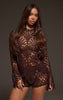 Dark Brown Floral Lace Long Sleeve Shirt