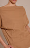 Tan Thick Rib Asymmetric Slouchy Long Top